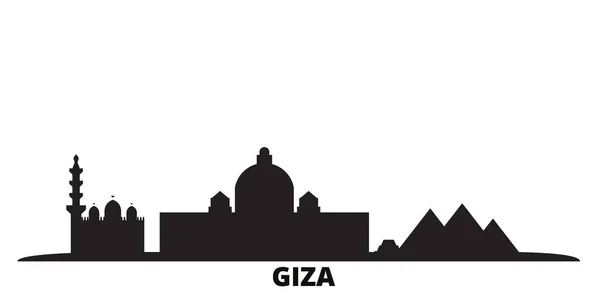 Egipt, Giza miasto panorama odizolowany wektor ilustracja. Egipt, Giza podróżuje czarnym krajobrazem miasta — Wektor stockowy