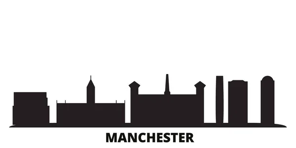 Estados Unidos, Manchester cidade skyline isolado ilustração vetorial. Estados Unidos da América, Manchester viagem paisagem urbana preta —  Vetores de Stock