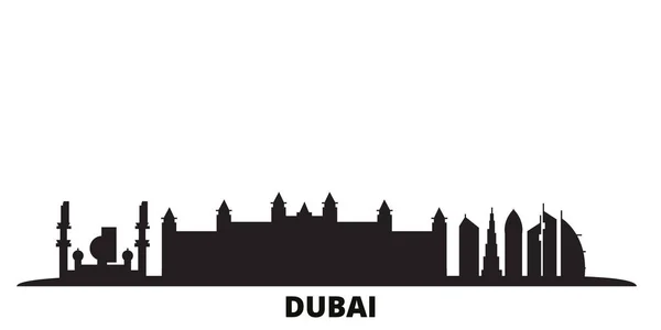 Spojené arabské emiráty, Dubai City panorama izolované vektorové ilustrace. Spojené arabské emiráty, Dubai City cestování černé město — Stockový vektor
