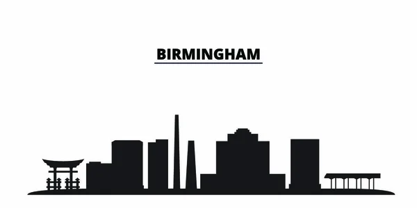 Estados Unidos, ciudad de Birmingham skyline ilustración vectorial aislado. Estados Unidos, Birmingham City viajar negro paisaje urbano — Vector de stock