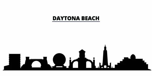 Estados Unidos, Daytona Beach cidade skyline ilustração vetorial isolado. Estados Unidos da América, Daytona Beach viagem paisagem urbana preta — Vetor de Stock