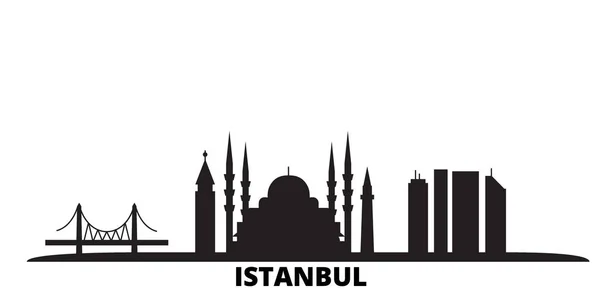 Turquía, ciudad de Estambul skyline ilustración vectorial aislado. Turquía, Estambul viaje negro paisaje urbano — Archivo Imágenes Vectoriales