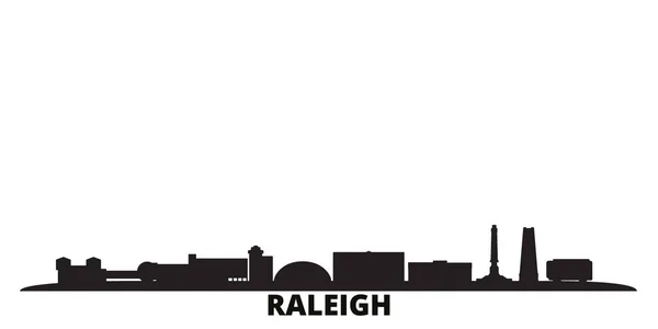 Birleşik Devletler, Raleigh şehri silueti izole edilmiş vektör çizimi. ABD ve Raleigh siyah şehir manzarası ile seyahat ediyor — Stok Vektör