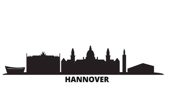 Alemania, ciudad de Hannover skyline ilustración vectorial aislado. Alemania, Hannover viajes negro paisaje urbano — Vector de stock