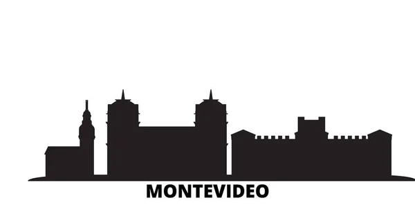 Uruguay , Montevideo city skyline isolated vector illustration. Uruguay , Montevideo travel black cityscape