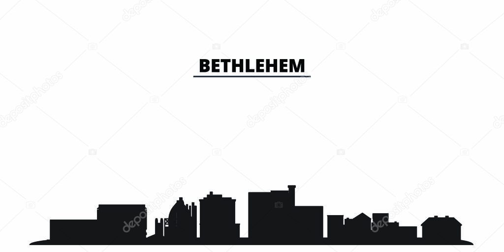 United States, Bethlehem city skyline isolated vector illustration. United States, Bethlehem travel black cityscape