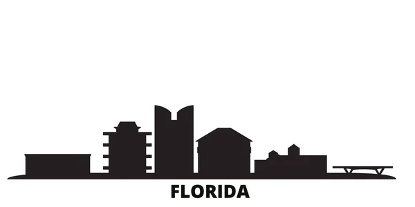 Stany Zjednoczone, Fort Lauderdale City Skyline odizolowany wektor ilustracji. Stany Zjednoczone, Fort Lauderdale podróży czarny miejski — Wektor stockowy