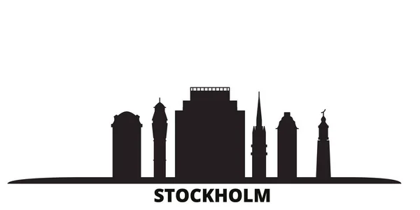 Svezia, Stoccolma skyline città isolato illustrazione vettoriale. Svezia, Stoccolma viaggi paesaggio urbano nero — Vettoriale Stock