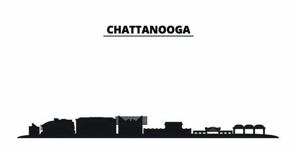 Verenigde Staten, Chattanooga stad skyline geïsoleerde vector illustratie. Verenigde Staten, Chattanooga reizen zwarte stad — Stockvector