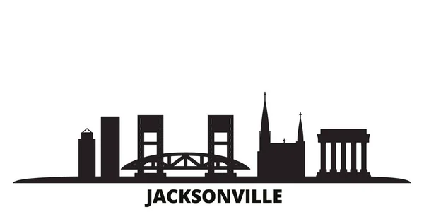 Estados Unidos, Jacksonville cidade skyline isolado ilustração vetorial. Estados Unidos da América, Jacksonville viagem paisagem urbana preta — Vetor de Stock