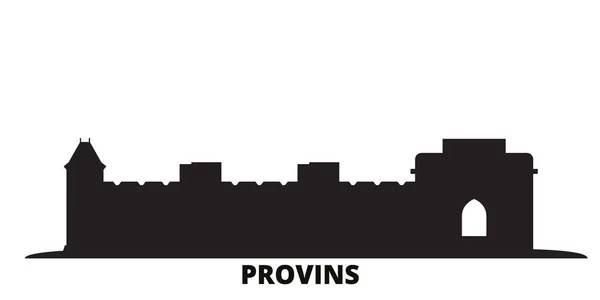 France, Provins Illustration vectorielle isolée de l'horizon de la ville. France, Provins Paysage urbain noir — Image vectorielle