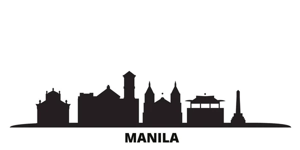フィリピン、マニラ市のスカイライン分離ベクトルイラスト。フィリピン、マニラ旅行黒の街並み — ストックベクタ