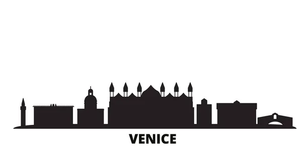 Italie, Venise horizon de la ville illustration vectorielle isolée. Italie, Venise voyage paysage urbain noir — Image vectorielle