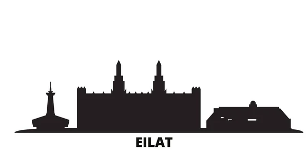 Israel, ciudad de Eilat skyline ilustración vectorial aislado. Israel, Eilat viaje negro paisaje urbano — Vector de stock