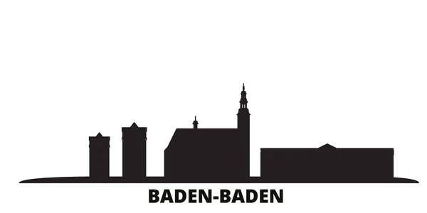 Alemania, Baden Baden ciudad skyline ilustración vectorial aislado. Alemania, Baden Baden viajes negro paisaje urbano — Vector de stock