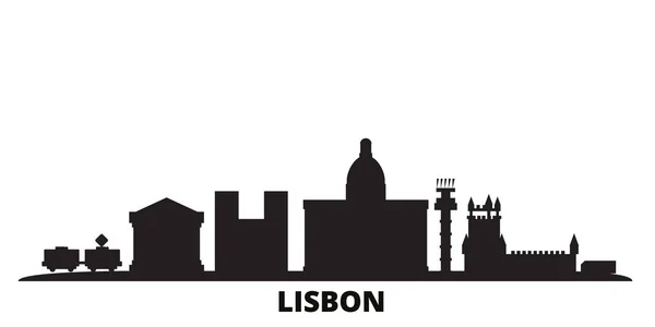 Portogallo, Lisbona skyline città isolato illustrazione vettoriale. Portogallo, Lisbona viaggi paesaggio urbano nero — Vettoriale Stock