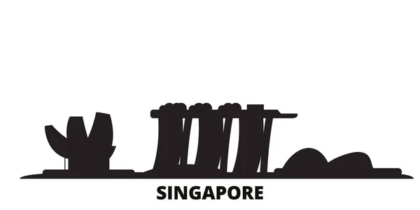Ciudad de Singapur skyline ilustración vectorial aislado. Singapur viaje negro paisaje urbano — Archivo Imágenes Vectoriales