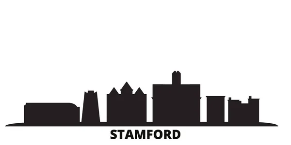 États-Unis, Stamford city skyline isolated vector illustration. États-Unis, Stamford travel noir paysage urbain — Image vectorielle