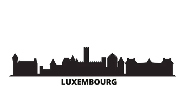 Luxemburgo ciudad skyline ilustración vectorial aislado. Luxemburgo viajes negro paisaje urbano — Vector de stock