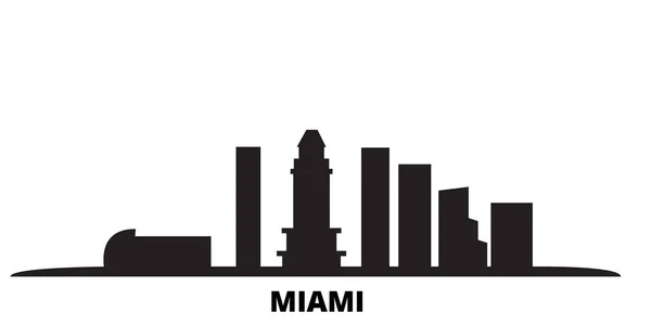 Містечко Маямі-Сіті є окремим векторним ілюстрацією. Сполучені Штати Америки, Маямі-Сіті подорожують чорним пейзажем. — стоковий вектор