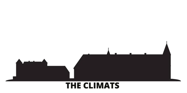 France, The Climats city skyline isolated vector illustration. France, The Climats travel black cityscape