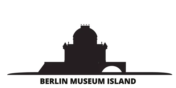 Niemcy, Berlin, Muzeum Wyspa miasto panorama odizolowany wektor ilustracji. Niemcy, Berlin, Wyspa Muzeów podróże czarny pejzaż miasta — Wektor stockowy