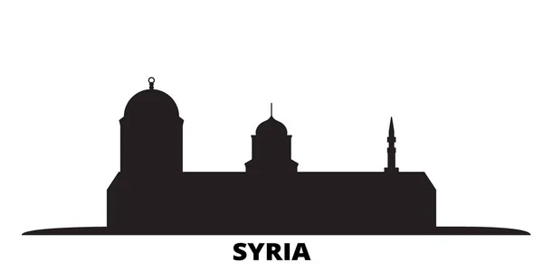 Syrie horizon de la ville illustration vectorielle isolée. Syrie voyage paysage urbain noir — Image vectorielle