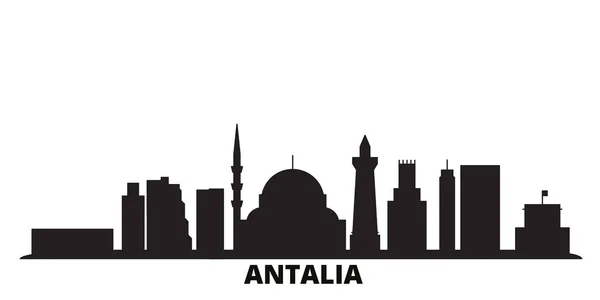 Turquie, Antalia horizon de la ville illustration vectorielle isolée. Turquie, Antalia voyage paysage urbain noir — Image vectorielle