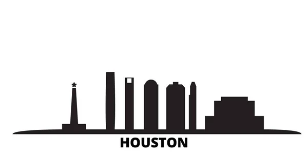 Estados Unidos, ciudad de Houston skyline ilustración vectorial aislado. Estados Unidos, Houston viajar paisaje urbano negro — Vector de stock