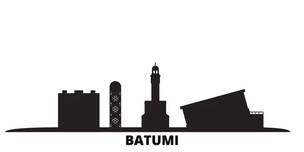 Georgia, ciudad de Batumi skyline ilustración vectorial aislado. Georgia, Batumi viaje negro paisaje urbano — Vector de stock