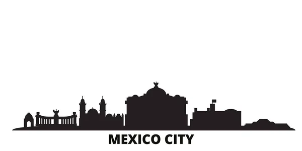 Mexico, Mexico City silueti izole edilmiş vektör çizimi. Meksika ve Meksika siyah şehirlere seyahat ediyor — Stok Vektör