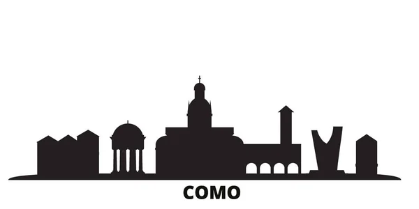 Itálie, Como city panorama izolované vektorové ilustrace. Itálie, Como cestování černé město — Stockový vektor