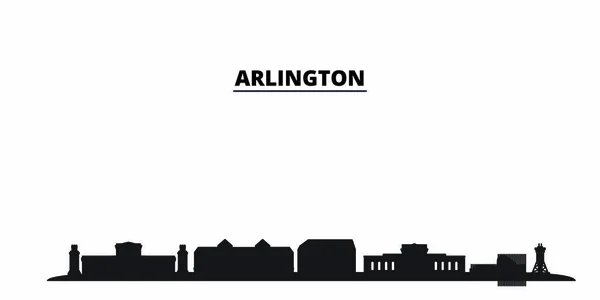 Ηνωμένες Πολιτείες, Arlington City Skyline απομονωμένη διανυσματική απεικόνιση. Ηνωμένες Πολιτείες, Arlington City ταξίδια μαύρο αστικό τοπίο — Διανυσματικό Αρχείο