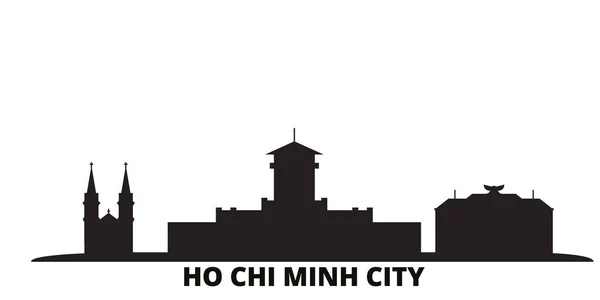 Wietnam, Ho Chi Minh City panorama odizolowany wektor ilustracji. Wietnam, Ho Chi Minh City podróże czarny krajobraz miasta — Wektor stockowy