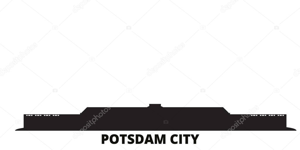 Germany, Potsdam City city skyline isolated vector illustration. Germany, Potsdam City travel black cityscape