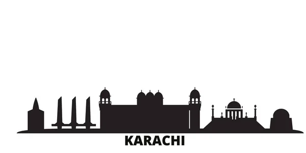Pakistán, ciudad de Karachi skyline ilustración vectorial aislado. Pakistán, Karachi viaje negro paisaje urbano — Vector de stock