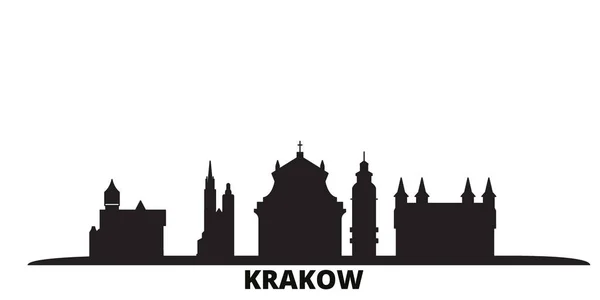 Polen, Krakow stad skyline isolerad vektor illustration. Polen, Krakow resor svart stadsbild — Stock vektor