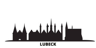 Germany, Lubeck city skyline isolated vector illustration. Germany, Lubeck travel black cityscape clipart