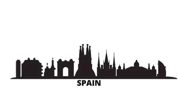 Espanha, Barcelona skyline cidade ilustração vetorial isolado. Espanha, Barcelona viagem paisagem urbana preta — Vetor de Stock