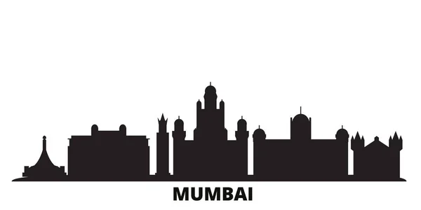 India, Mumbai 2 ciudad skyline ilustración vectorial aislado. India, Mumbai 2 viajes negro paisaje urbano — Vector de stock