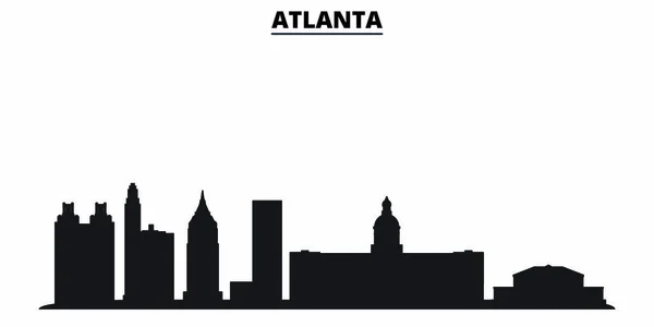 Estados Unidos, ciudad de Atlanta skyline ilustración vectorial aislado. Estados Unidos, Atlanta City viajar negro paisaje urbano — Vector de stock