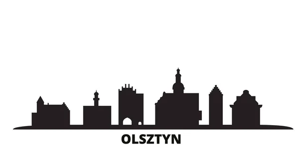 Polsko, Olsztyn město panorama izolované vektorové ilustrace. Polsko, Olsztyn cestování černé město — Stockový vektor