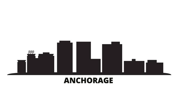 United States, Anchorage city skyline isolated vector illustration. United States, Anchorage travel black cityscape — Stock Vector