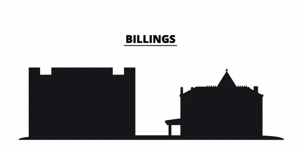 Egyesült Államok, Billings City városkép elszigetelt vektor illusztráció. Amerikai Egyesült Államok, Billings City travel black cityscape — Stock Vector