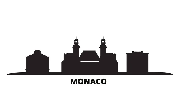 Monako město panorama izolované vektorové ilustrace. Monako cestování černé město — Stockový vektor