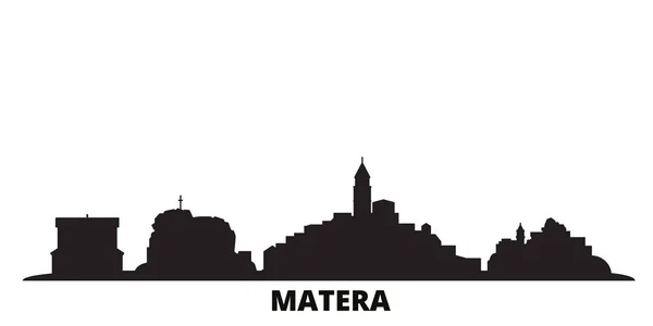 Italien, Matera stad skyline isolerad vektor illustration. Italien, Matera resor svart stadsbild — Stock vektor