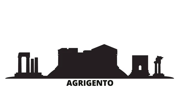 Itália, Agrigento cidade skyline isolado vetor ilustração. Itália, Agrigento viajar paisagem urbana preta — Vetor de Stock