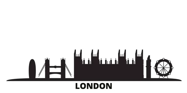 Verenigd Koninkrijk, Londen City skyline geïsoleerde vector illustratie. Verenigd Koninkrijk, Londen City reizen zwart stadsgezicht — Stockvector