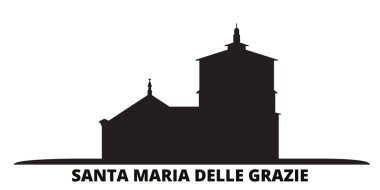 İtalya, Santa Maria Delle Grazie şehri silueti izole edilmiş vektör çizimi. İtalya, Santa Maria Delle Grazie siyah şehir manzarası