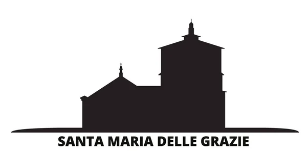 Italie, Santa Maria Delle Grazie ville skyline illustration vectorielle isolée. Italie, Santa Maria Delle Grazie voyage paysage urbain noir — Image vectorielle